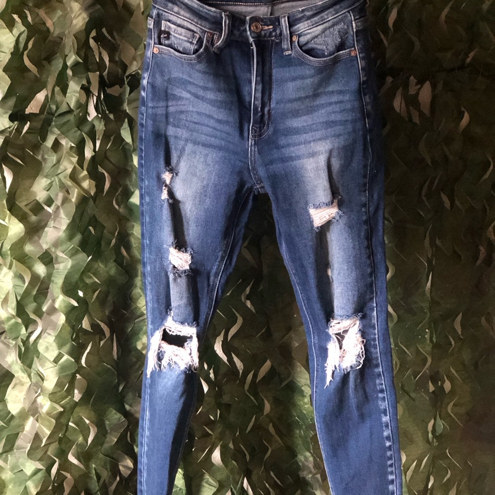 KanCan Blue High Rise Skinny Distressed Jeans